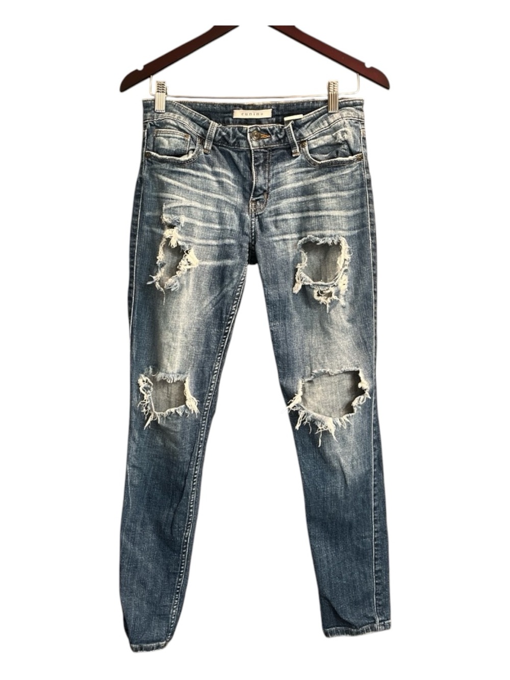 Eunina Distressed Skinny Jeans in Light Blue Wash